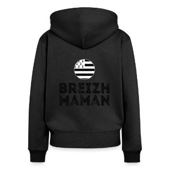 Fête des Mères Drapeau Breton pour Breizh Maman - Sweat à capuche zippé Premium bio Femme - noir - Dos - Julia (174cm)