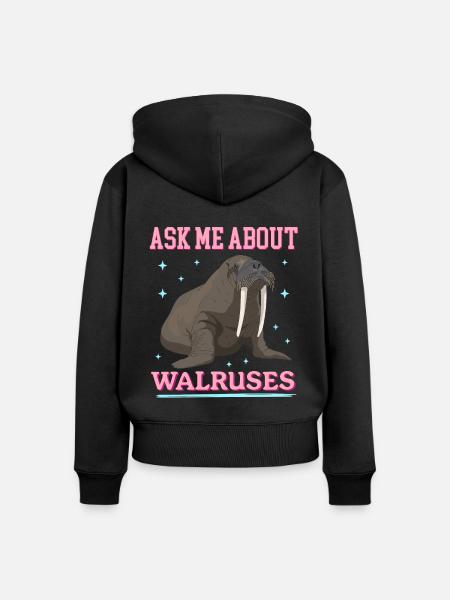 Walross Walroß Walrus Walrosse Geschenk - Frauen Premium Bio Zip Hoodie - Schwarz