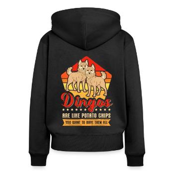 Dingo Australische Dingos Hunde Geschenk - Frauen Premium Bio Zip Hoodie - Schwarz - Hinten - Julia (174cm)