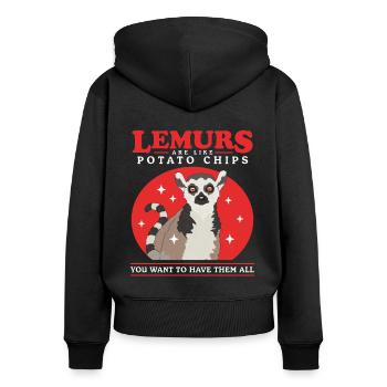 Lemur Ring-tailed Lemur Lemur Gift - Women's Premium Organic Zip Hoodie - black - Back - Julia (174cm)