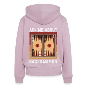 Backgammon Spieler Backgammon Brettspiel Geschenk - Frauen Premium Bio Zip Hoodie - Altrosa - Hinten - Julia (174cm)