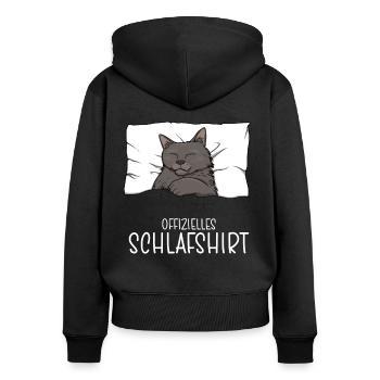 Chemise de nuit officielle Pyjama chat - Sweat à capuche zippé Premium bio Femme - noir - Dos - Julia (174cm)