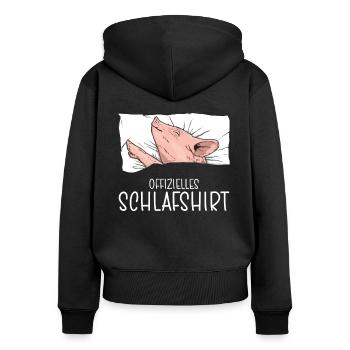Offizielles Schlafshirt Schwein Schlafanzug - Frauen Premium Bio Zip Hoodie - Schwarz - Hinten - Julia (174cm)
