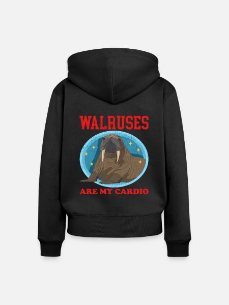 Walross Walroß Walrus Walrosse Geschenk - Frauen Premium Bio Zip Hoodie - Schwarz