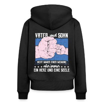 Vater & Sohn Spruch, Bester Papa, Vatertag - Frauen Premium Bio Zip Hoodie - Schwarz - Hinten - Julia (174cm)