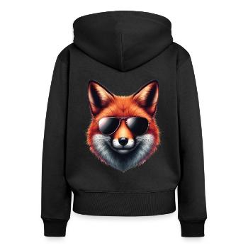 Fuchs Mit Sonnenbrille, Digitale Kunst, Wildtier - Frauen Premium Bio Zip Hoodie - Schwarz - Hinten - Julia (174cm)