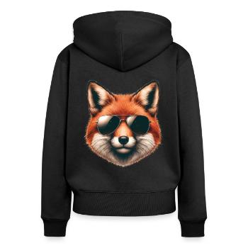 Fuchs Mit Sonnenbrille, Digitale Kunst, Wildtier - Frauen Premium Bio Zip Hoodie - Schwarz - Hinten - Julia (174cm)
