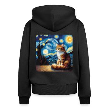 Art de la peinture de chat, Propriétaire de chat - Sweat à capuche zippé Premium bio Femme - noir - Dos - Julia (174cm)