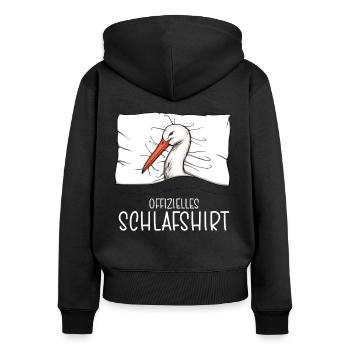 Offizielles Schlafshirt Storch Schlafanzug - Frauen Premium Bio Zip Hoodie - Schwarz - Hinten - Julia (174cm)
