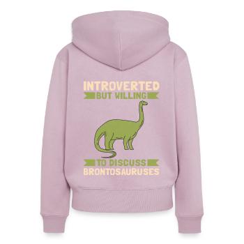 Brontosaurus Dino Geschenk - Frauen Premium Bio Zip Hoodie - Altrosa - Hinten - Julia (174cm)