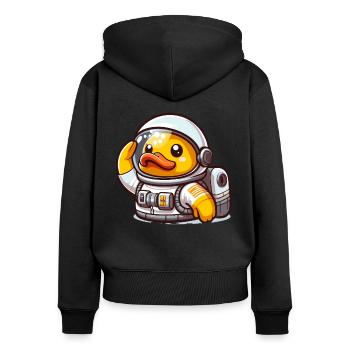 Canard astronaute, canard en caoutchouc jaune et canard en caoutchouc - Sweat à capuche zippé Premium bio Femme - noir - Dos - Julia (174cm)