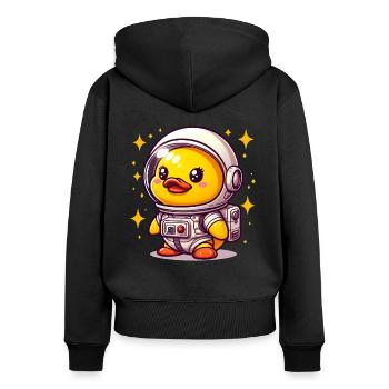 Canard astronaute, canard en caoutchouc jaune et canard en caoutchouc - Sweat à capuche zippé Premium bio Femme - noir - Dos - Julia (174cm)