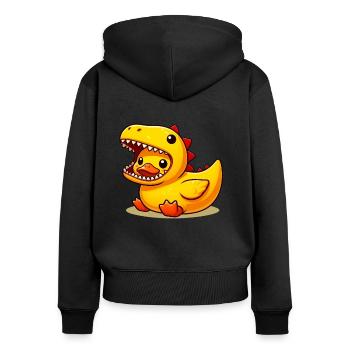 Canard Dino, Canard en caoutchouc jaune et Canard en caoutchouc - Sweat à capuche zippé Premium bio Femme - noir - Dos - Julia (174cm)
