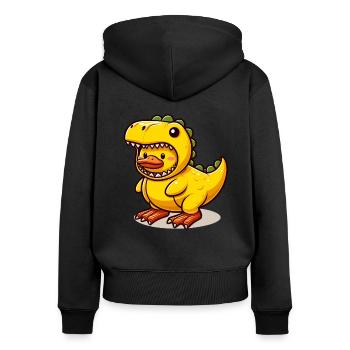 Canard Dino, Canard en caoutchouc jaune et Canard en caoutchouc - Sweat à capuche zippé Premium bio Femme - noir - Dos - Julia (174cm)