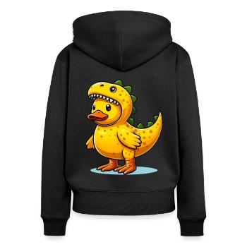 Canard Dino, Canard en caoutchouc jaune et Canard en caoutchouc - Sweat à capuche zippé Premium bio Femme - noir - Dos - Julia (174cm)