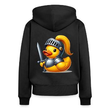 Canard chevalier, canard en caoutchouc jaune et canard en caoutchouc - Sweat à capuche zippé Premium bio Femme - noir - Dos - Julia (174cm)