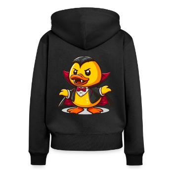 Canard vampire, canard en caoutchouc jaune et canard en caoutchouc - Sweat à capuche zippé Premium bio Femme - noir - Dos - Julia (174cm)