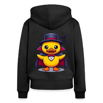 Canard vampire, canard en caoutchouc jaune et canard en caoutchouc - Sweat à capuche zippé Premium bio Femme - noir - Dos - Julia (174cm)
