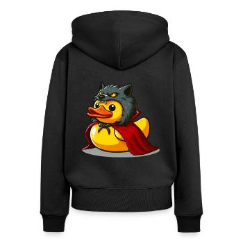 Canard loup-garou, canard en caoutchouc jaune et canard en caoutchouc - Sweat à capuche zippé Premium bio Femme - noir - Dos - Julia (174cm)