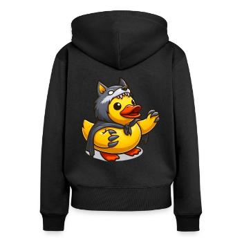 Werewolf Duck, Yellow Rubber Duck & Rubber Duck - Women's Premium Organic Zip Hoodie - black - Back - Julia (174cm)