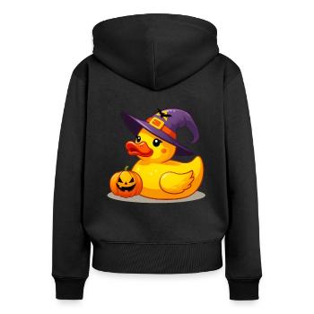 Canard sorcière, canard en caoutchouc jaune et canard en caoutchouc - Sweat à capuche zippé Premium bio Femme - noir - Dos - Julia (174cm)