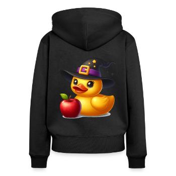 Canard sorcière, canard en caoutchouc jaune et canard en caoutchouc - Sweat à capuche zippé Premium bio Femme - noir - Dos - Julia (174cm)
