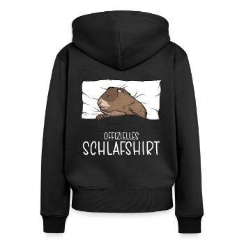 Chemise de nuit officielle Pyjama marmotte - Sweat à capuche zippé Premium bio Femme - noir - Dos - Julia (174cm)