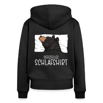 Chemise de nuit officielle Pyjama ours noir - Sweat à capuche zippé Premium bio Femme - noir - Dos - Julia (174cm)