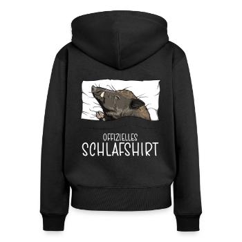 Chemise de nuit officielle Pyjama sanglier - Sweat à capuche zippé Premium bio Femme - noir - Dos - Julia (174cm)