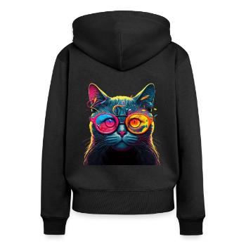 Katze Für Katzenbesitzer, Digitale Kunst Katze - Frauen Premium Bio Zip Hoodie - Schwarz - Hinten - Julia (174cm)