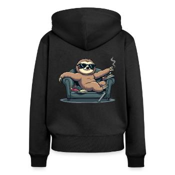 Paresseux avec lunettes de soleil - Sweat à capuche zippé Premium bio Femme - noir - Dos - Julia (174cm)