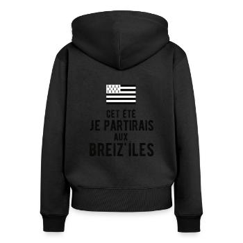 Cet été je partirais aux Breizh Iles - Sweat à capuche zippé Premium bio Femme - noir - Dos - Julia (174cm)