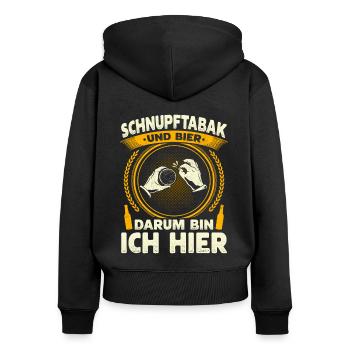 Schnupftabak Schnupfer Schnupfen Priiis - Frauen Premium Bio Zip Hoodie - Schwarz - Hinten - Julia (174cm)