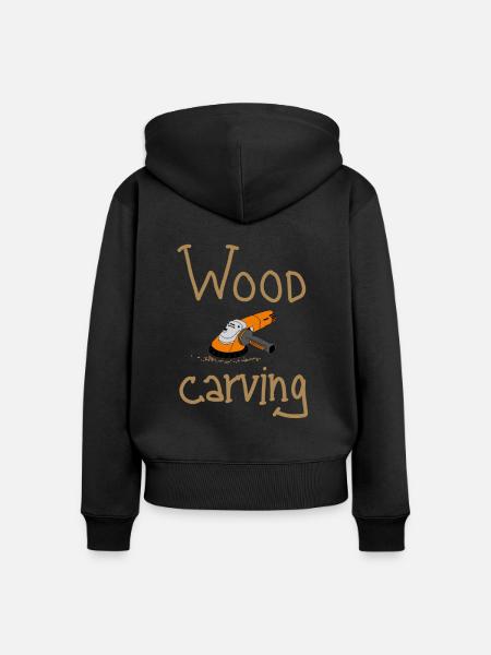 Wood Carving - Frauen Premium Bio Zip Hoodie - Schwarz
