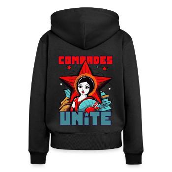 Comrades, unite! A socialist parody - Women's Premium Organic Zip Hoodie - black - Back - Julia (174cm)