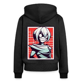 Style d’anime de dessin animé : Zombie Ghoul Girl - Sweat à capuche zippé Premium bio Femme - noir - Dos - Julia (174cm)
