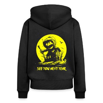 See you next year! Creepy Doll - Women's Premium Organic Zip Hoodie - black - Back - Julia (174cm)