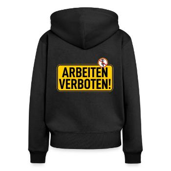 Panneau : Travaux interdits - Sweat à capuche zippé Premium bio Femme - noir - Dos - Julia (174cm)