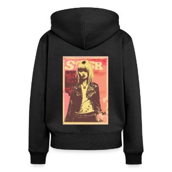 Vintage Poster: 80s Punk Rock Blonde Girl - Women's Premium Organic Zip Hoodie - black - Back - Julia (174cm)