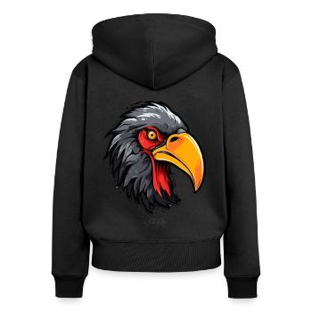 The crazy condor bird - Women's Premium Organic Zip Hoodie - black - Back - Julia (174cm)