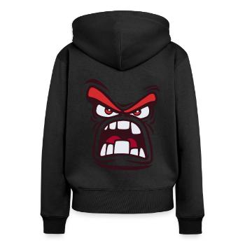 Verärgertes wütendes Gesicht - Frauen Premium Bio Zip Hoodie - Schwarz - Hinten - Julia (174cm)