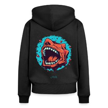 Bouche de pierre - Sweat à capuche zippé Premium bio Femme - noir - Dos - Julia (174cm)