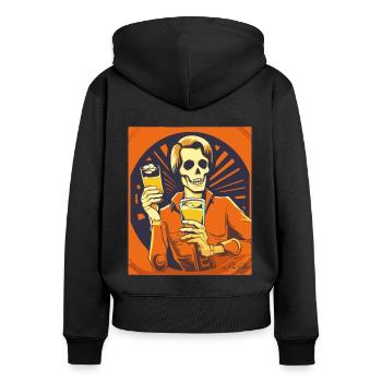 Party-Skelett und wir feiern, als ob es 1979 wäre - Frauen Premium Bio Zip Hoodie - Schwarz - Hinten - Julia (174cm)