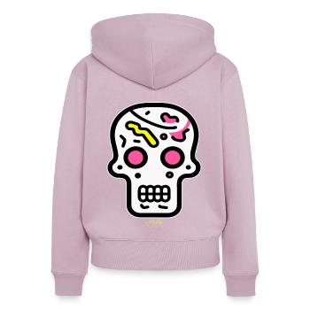 Pop Art Skull - Women's Premium Organic Zip Hoodie - dusky pink - Back - Julia (174cm)