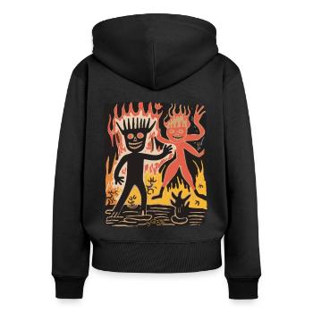 Willkommen bei der Arbeit: Kollegen u Mitarbeiter - Frauen Premium Bio Zip Hoodie - Schwarz - Hinten - Julia (174cm)