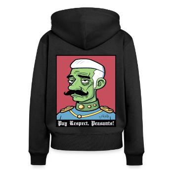 Respectez, paysans, le noble - Sweat à capuche zippé Premium bio Femme - noir - Dos - Julia (174cm)