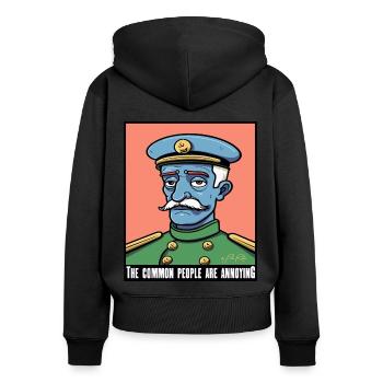 Die gewöhnlichen Leute sind nervig, Aristokrat - Frauen Premium Bio Zip Hoodie - Schwarz - Hinten - Julia (174cm)