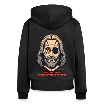 Tech Jesus: Savior Systems - Women's Premium Organic Zip Hoodie - black - Back - Julia (174cm)