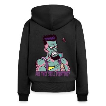 Average citizen: Is there still a debate? - Women's Premium Organic Zip Hoodie - black - Back - Julia (174cm)