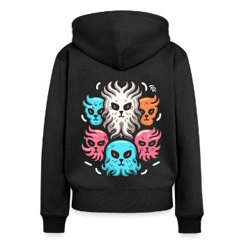 Dessin animé : Petits animaux de feu - Sweat à capuche zippé Premium bio Femme - noir - Dos - Julia (174cm)